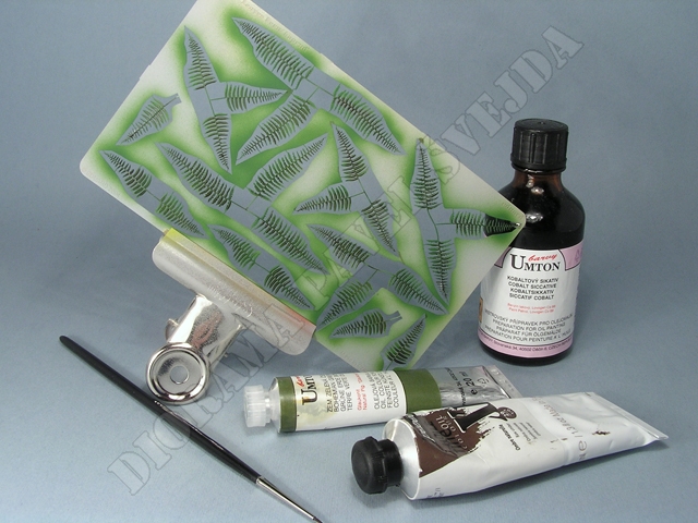 fk4.jpg - wash technika směs&iacute; olejov&yacute;ch barev umbra př&iacute;rodn&iacute; a zem zelen&aacute; česk&aacute;